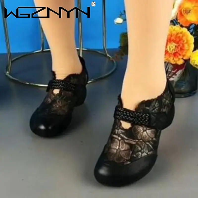 

Женские туфли ручной работы с цветами, классические туфли из натуральной кожи на высоком каблуке с тиснением, Элегантная Дамская обувь в ст...