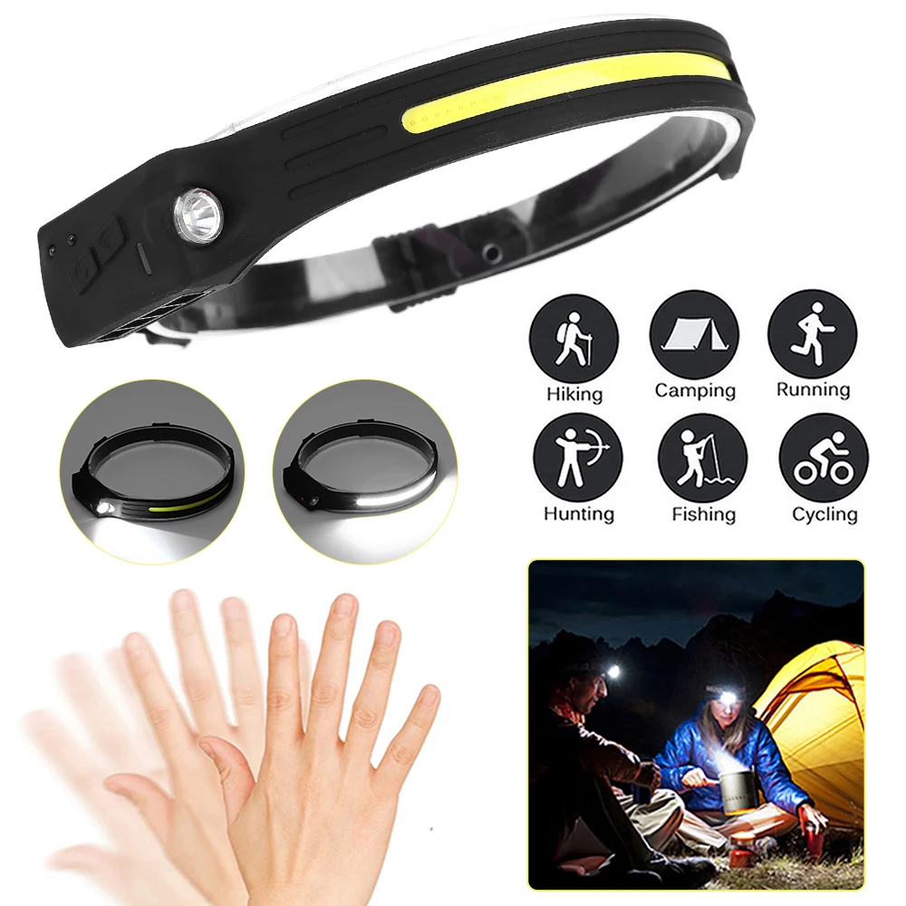 

COB LED Headlamp 270 Degrees Viewing Headlight Flashlight USB Rechargeable For Night Fishing Cycling Mountaineering Headlamp