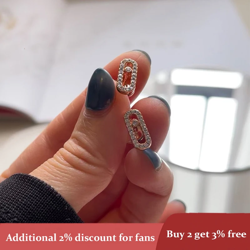 

French Classic Original Jewelry Collection Messica Female Diamond Earrings Screw Prisoner S925 Ufo Ear Cap Holiday Gift