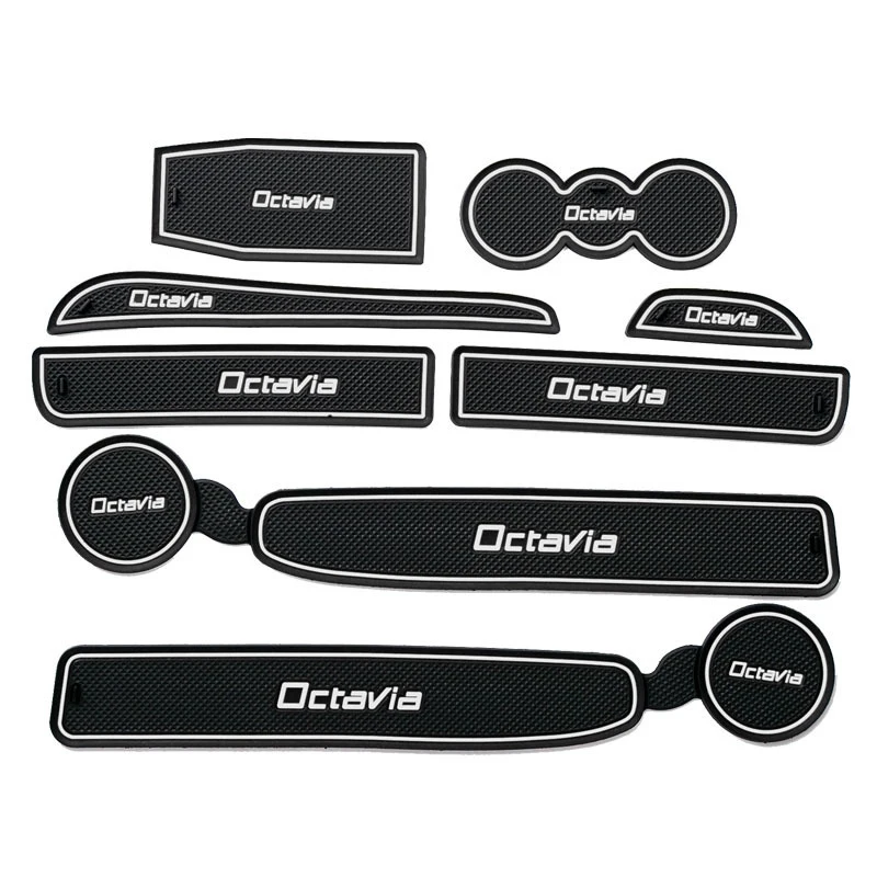

8 шт. коврики для внутренней двери автомобиля, аксессуар для Skoda Octavia A7 A5 2 2007-2014 противоскользящий коврик для ворот, коврик для двери, паз, чашка, подставка