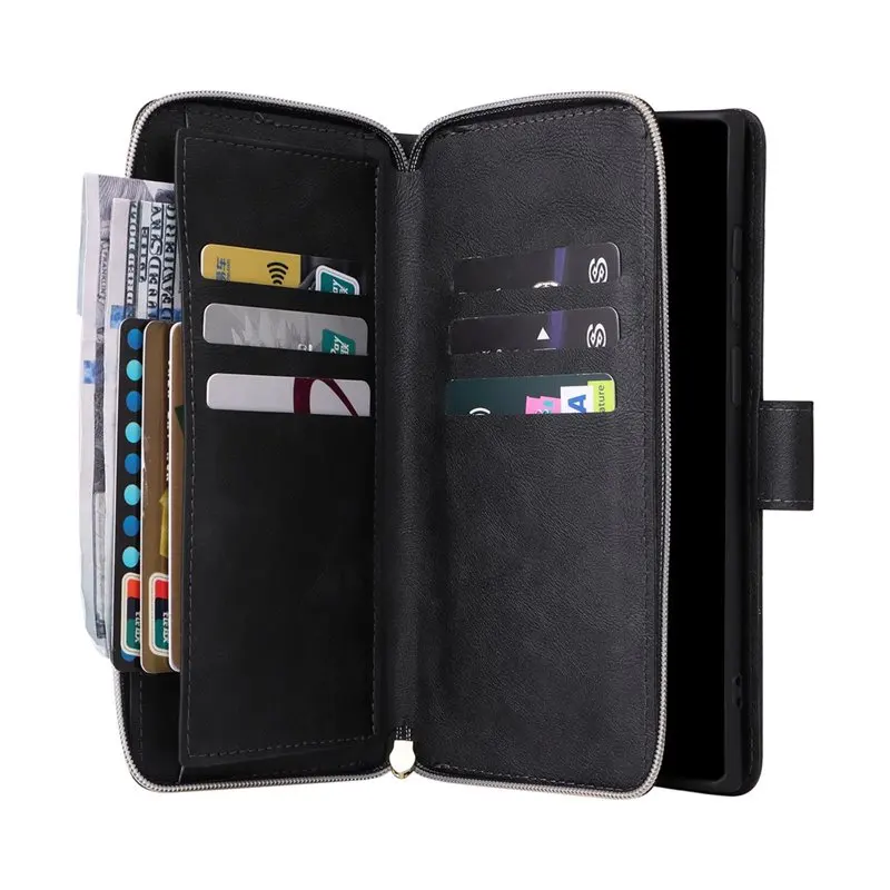 for SAMSUNG Galaxy S23 Ultra Case Wallet, Galaxy S23 Ultra Case for Women Men, Durable PU  Magnetic Flip Lanyard Strap Wristlet