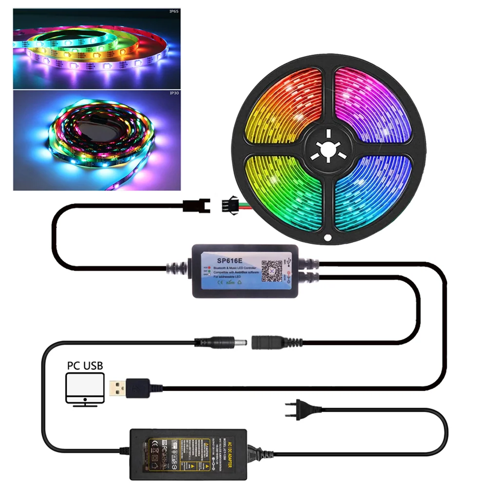 

Bluetooth WS2812B RGB LED Strip 5V USB Dream Color Ambient TV Backlight 5050 Pixel Lights 1M-5M Flexible Lamp Tape Ribbon Diode