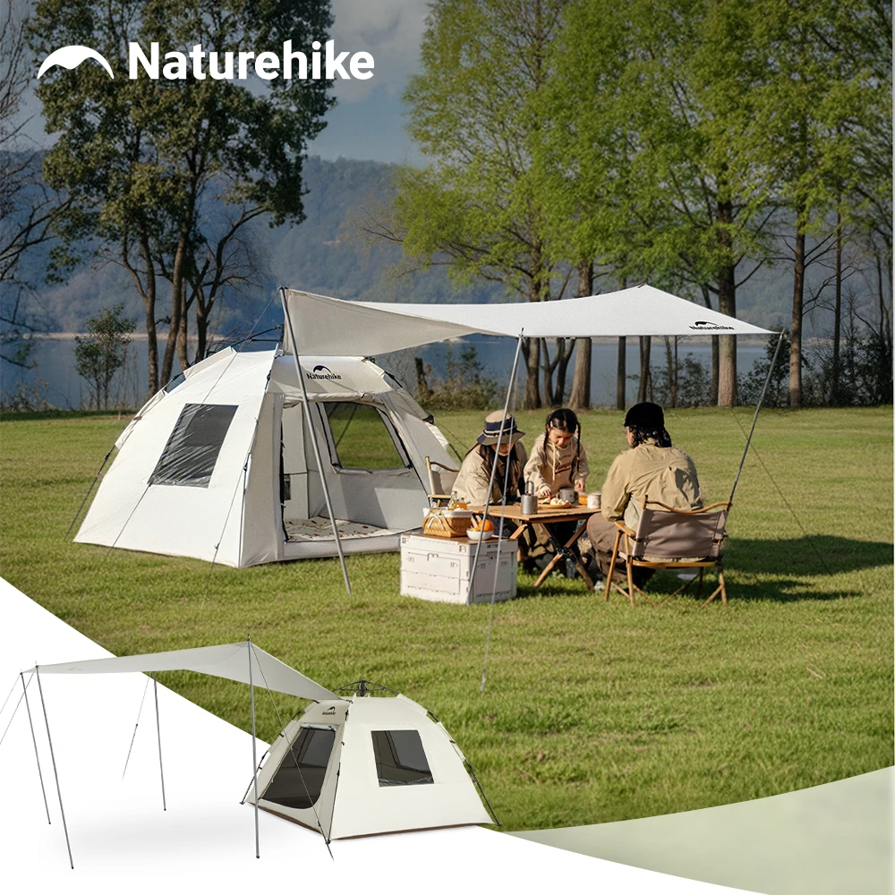 Фото Палатка Naturehike Ango S для 3-4 человек, автоматическая, семейная, водонепроницаемая, для парка, с быстрой установкой, портативная, солнцезащитная №1