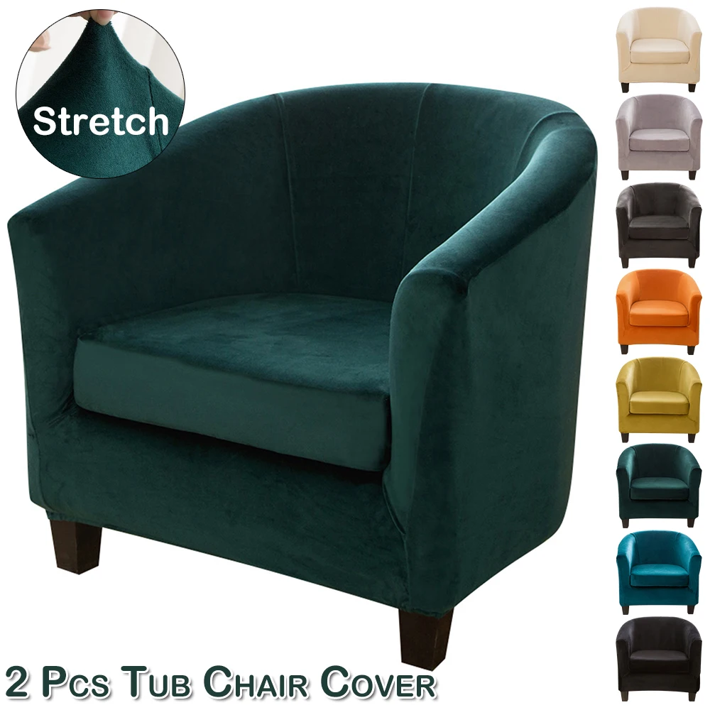 

2Pcs Stretch Sofa Cover Velvet Tub Chair Covers Furniture Protector Super Soft Couch Slipcover Bathtub Fox Pile Club Chair Cover