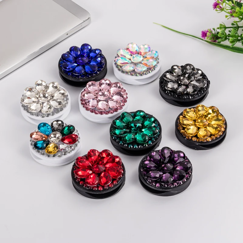 popular colorful diamond mobile phone finger ring bracket for iphone 8 xs samsung android desk stand grip folding plastic holder free global shipping