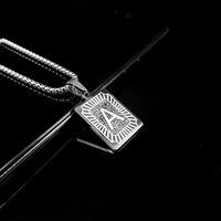 xhn stainless steel initials pendant letter name necklace for women men square alphabet charm box link chain couple