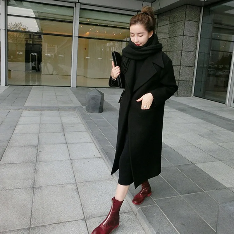 

2022New Autumn Woolen Women Coat Long Sleeve Turn-down Collar Female Blends Winter Casual Elegant Wool Coat Women