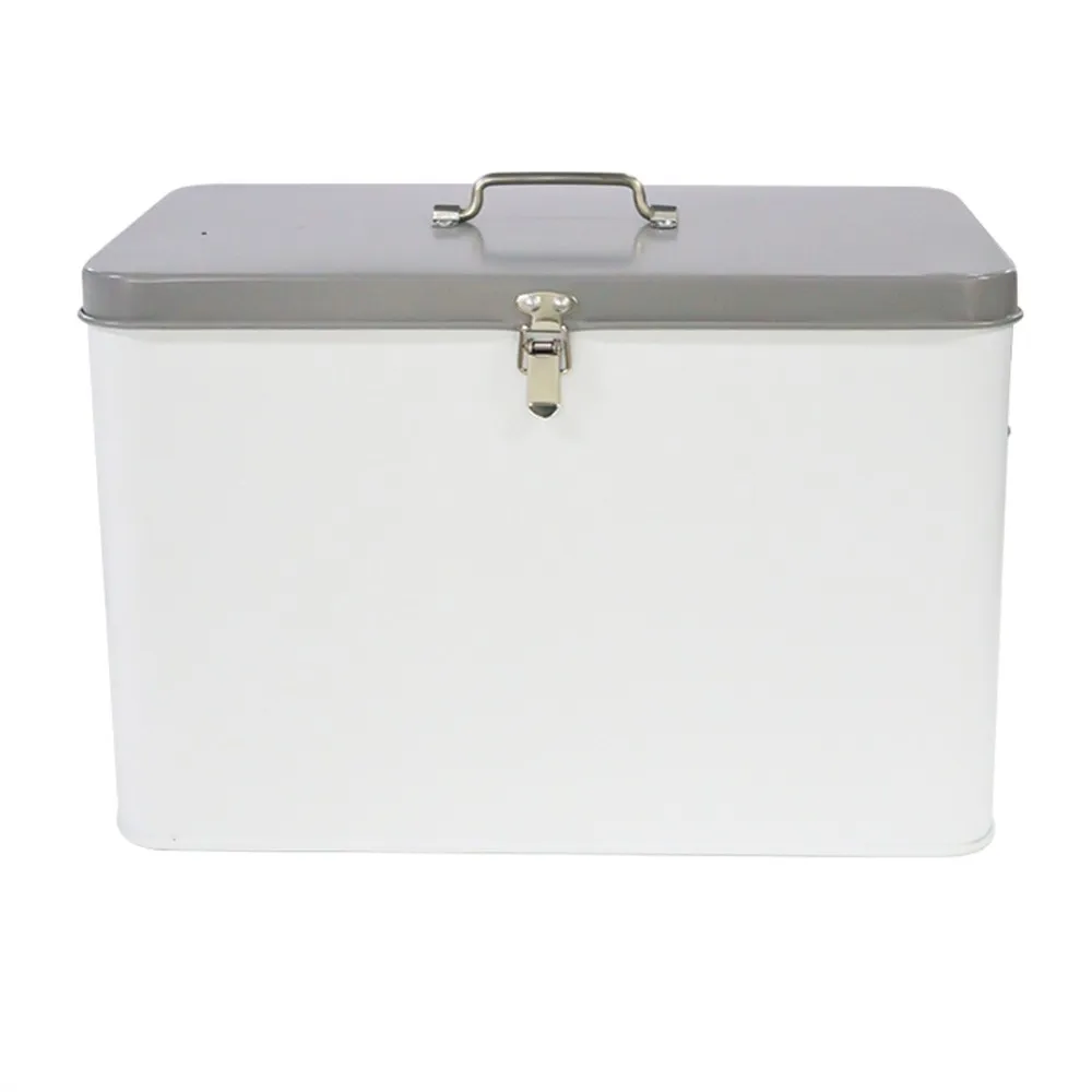 Metal Big Kitchen Bread Storage Box Bread Bin with Buckle and Handle Outdoor Food Snack Toy Box Storage Mask Box for Home Office