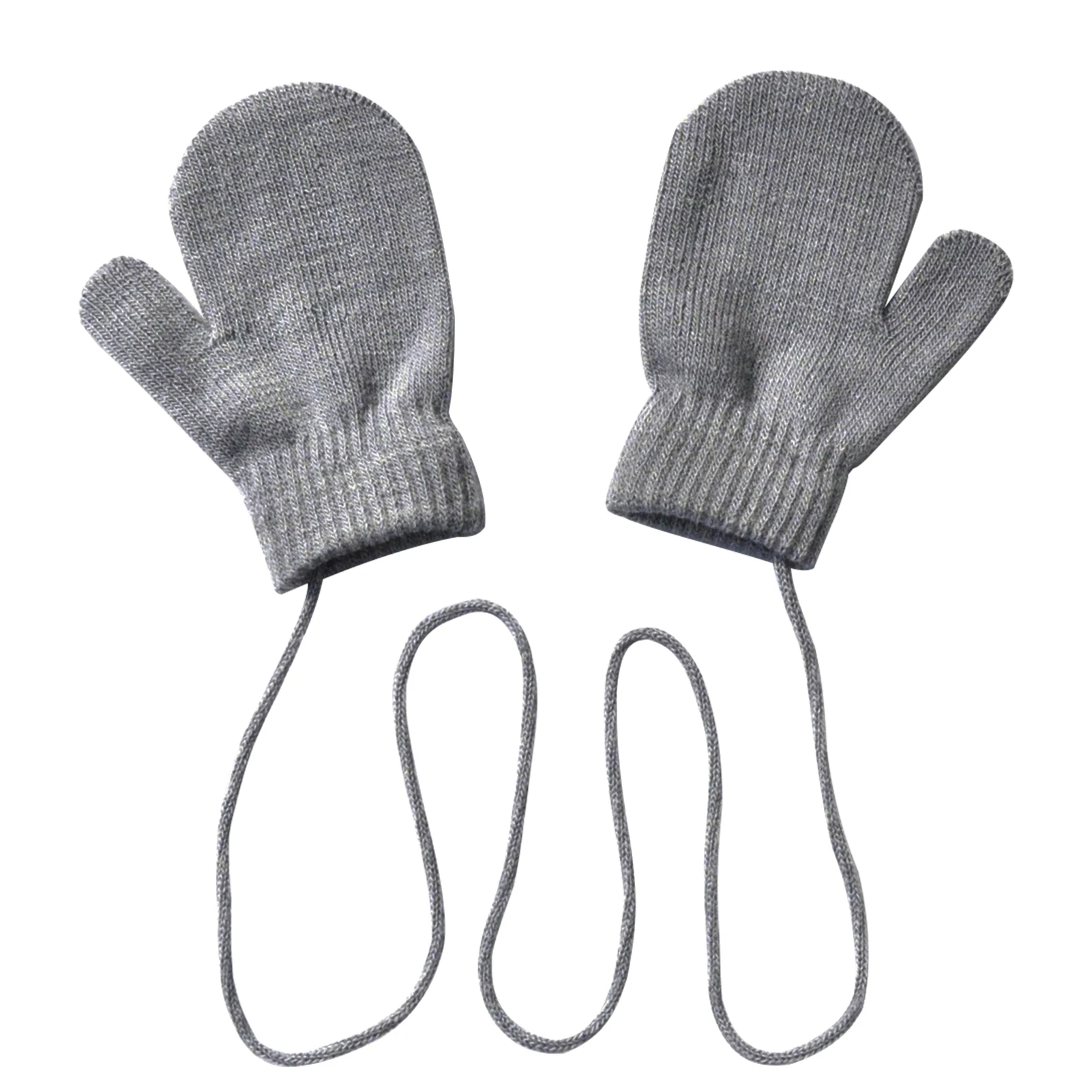 

1pair Boy Girl Running Elastic For Children Playing Mittens Acrylic Yarn Hanging Neck Skiing Outdoor Sports Knitted Gloves Thick
