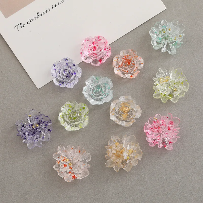 

Кавайные прозрачные розы из смолы, цветы с плоской задней стороной, аксессуары для украшения кабошона, рукоделие, бант для волос «сделай сам...