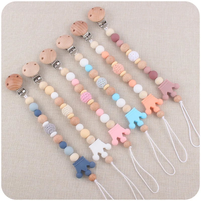 Baby Pacifier Clip Chain Silicone Beads Soother Nipple Clip Infant Dummy Holder Strap for Baby Chew Toy Teether Teething BPAFree