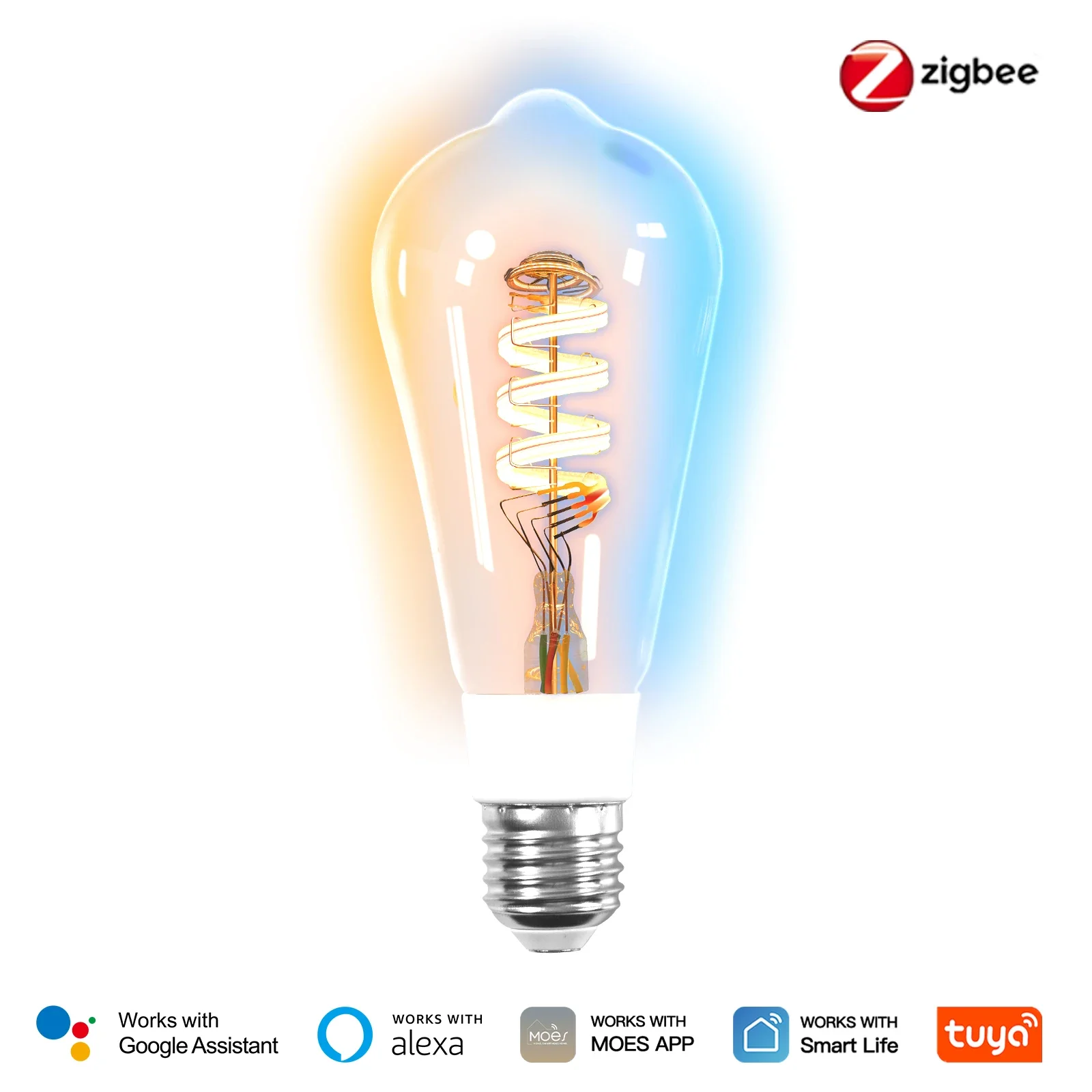 

Умная светодиодная лампочка MOES Smart ST64 Edison RGB