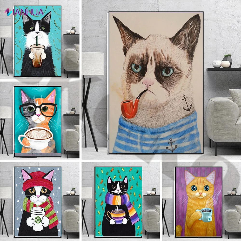 

5D DIY Diamond Embroidery Full Display Cat Diamond Painting Cartoon Animals Picture Of Rhinestones Diamond Mosaic Wall Decor