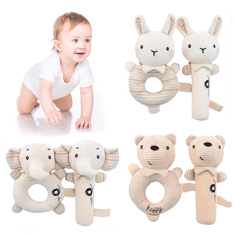 

Newborn Baby Rattles Rabbit Bear Grab Ability Training Toys Infant Stroller Bed Hanging Bell Plush Dolls игрушки для детей