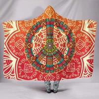 peace blanket mandala hooded blanket yoga meditation spiritual hippie custom made quilt with hood plush sherpa fleece h