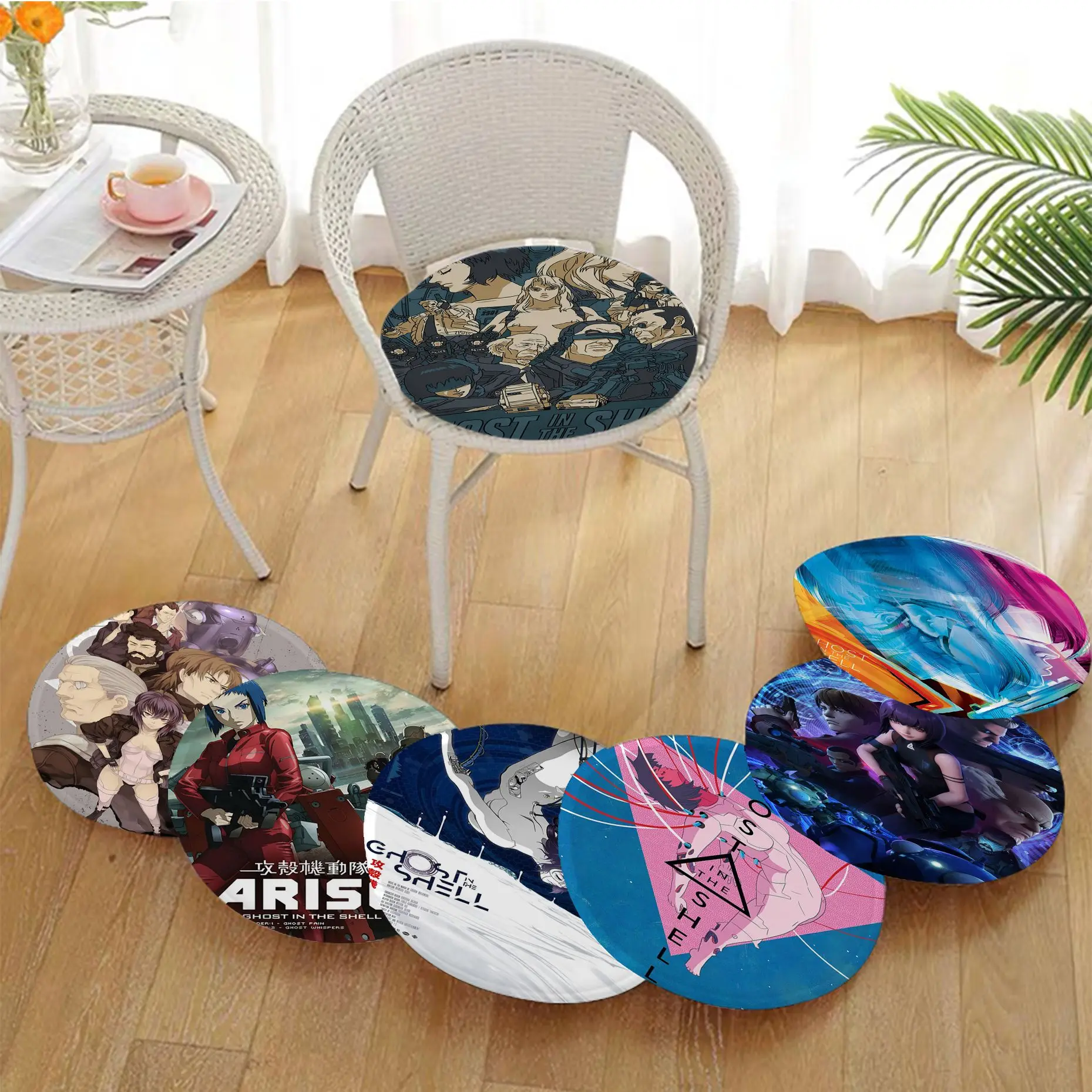 

Ghost In The Shell Fight Police Anime Square Meditation Cushion Stool Pad Dining Chair Tatami Seat Cushion Garden Cushions