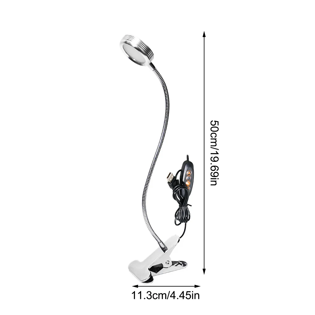 

LED Clip Table Lamp Bedroom 3 Level Colors Reading Light Adjustable Dimmable White Twist Bed Study Lighting Type 2