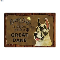 dog rules bulldog boxer beagle great dane metal sign tin poster home decor bar wall art painting 20x30 cm