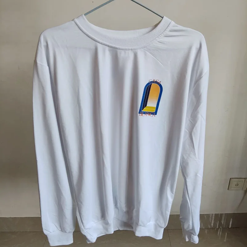 

High Quality Casablanca Long Sleeve T Shirt Door Graphic T Shirts for Men 2023 Fashion Christmas Gift Tops Tees Couple Tshirt