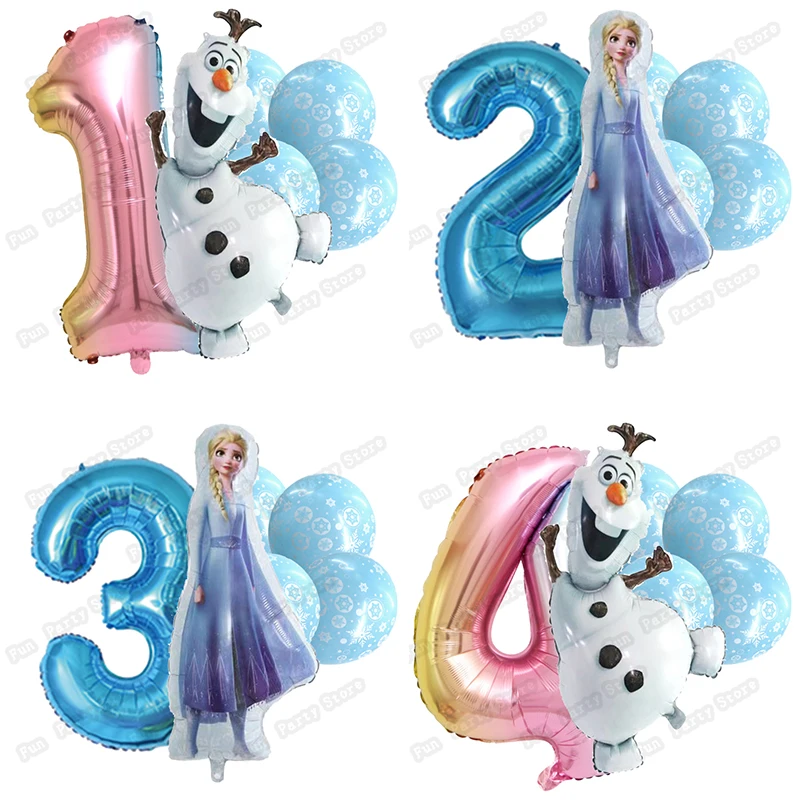 

6pcs/set Disney Frozen Elsa Theme Party Balloons Decor Supplies Olaf Foil Balloons 32inch Number Birthday Party Theme Balloons