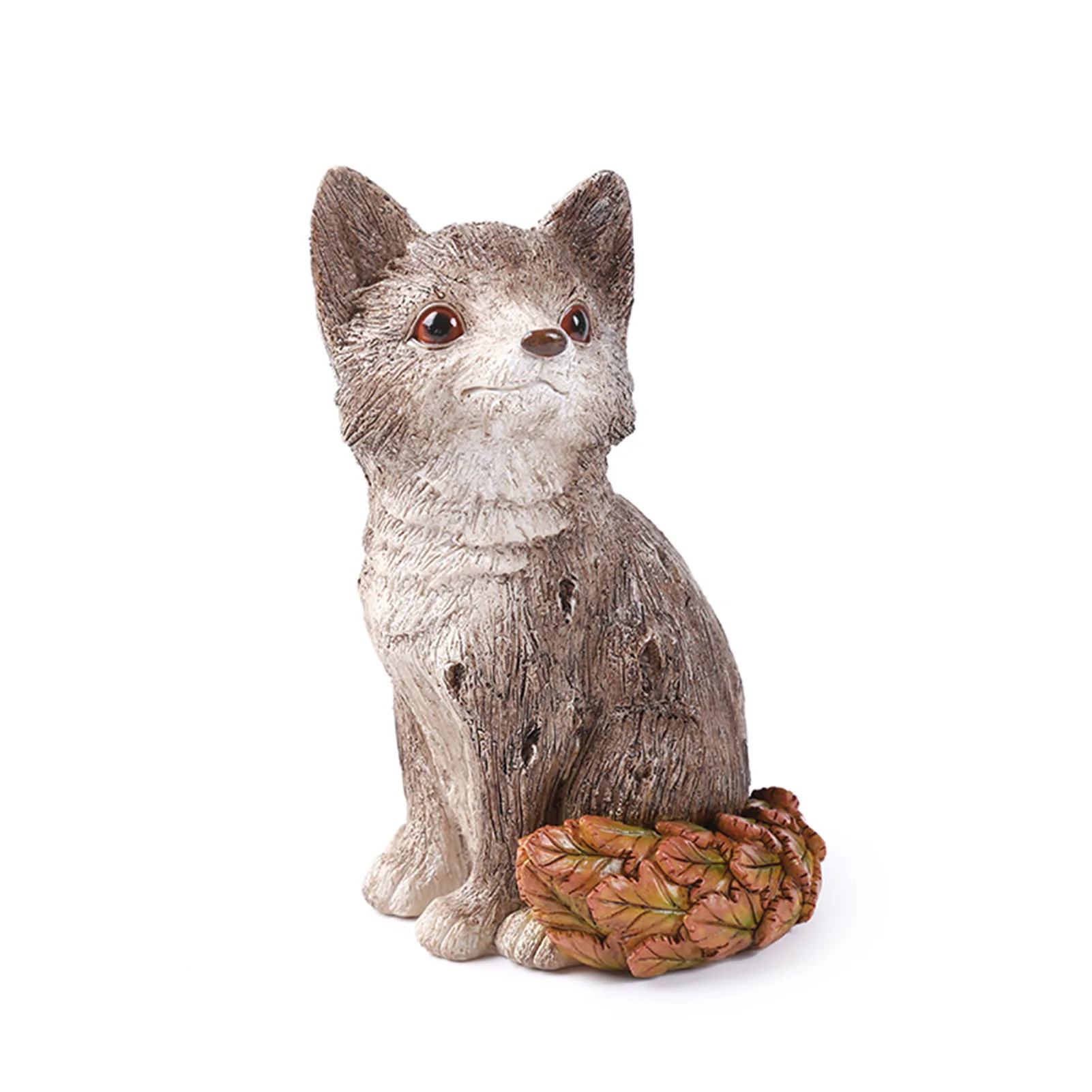 

Cute Fox Resin Figurine Painted Waterproof Animal Miniatures for Garden Patios and Lawns