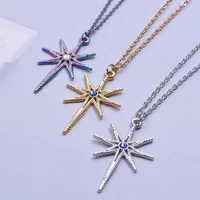 polygonal star charm necklace crystal stainless steel necklaces for women men choker jewelry gift collier acier inoxydable femme