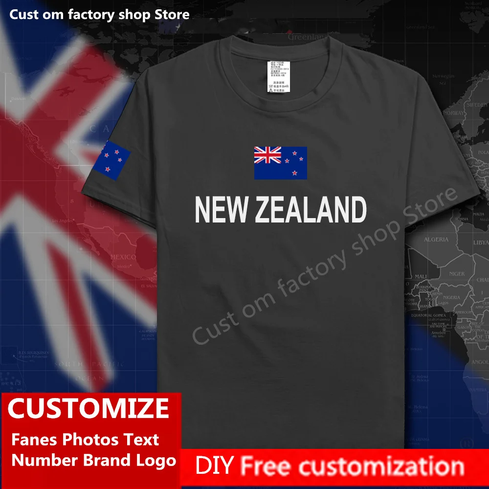 

New Zealand Country Flag ​T shirt Free Custom Jersey Fans DIY Name Number Brand LOGO Cotton T-shirts Loose Casual Sports T-shirt