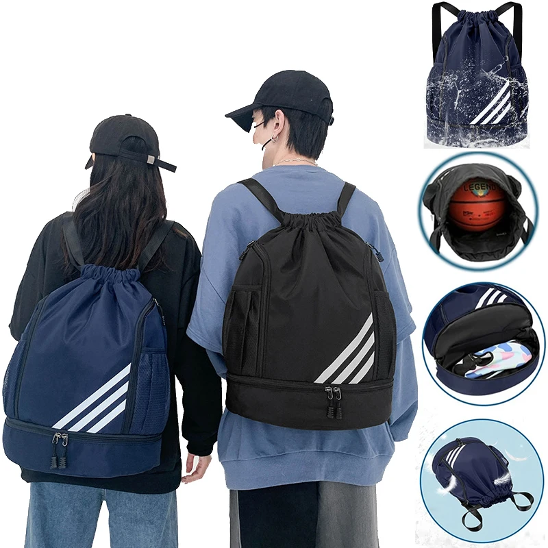Fitness Bag Sports Backpack Man Women Waterproof Gym Bag w/ Shoe Compartment Portable Basketball Sports Bag Gym Travel Backpack