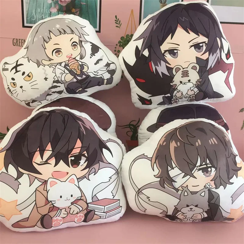 

10cm Handmade Bungou Stray Dogs Cartoon dazai osamu Pattern Plush Pillow Two-sided Stuffed Doll Toy Cosplay Prop Gifts