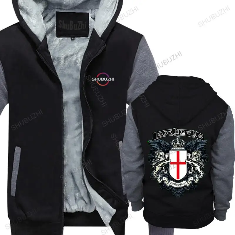 

male warm hooded jacket MENS LAMBRETTAIN 4 COLOURS BLACK WHITE RED Casual Stylish Retro thick hoodies Cotton high quality coat