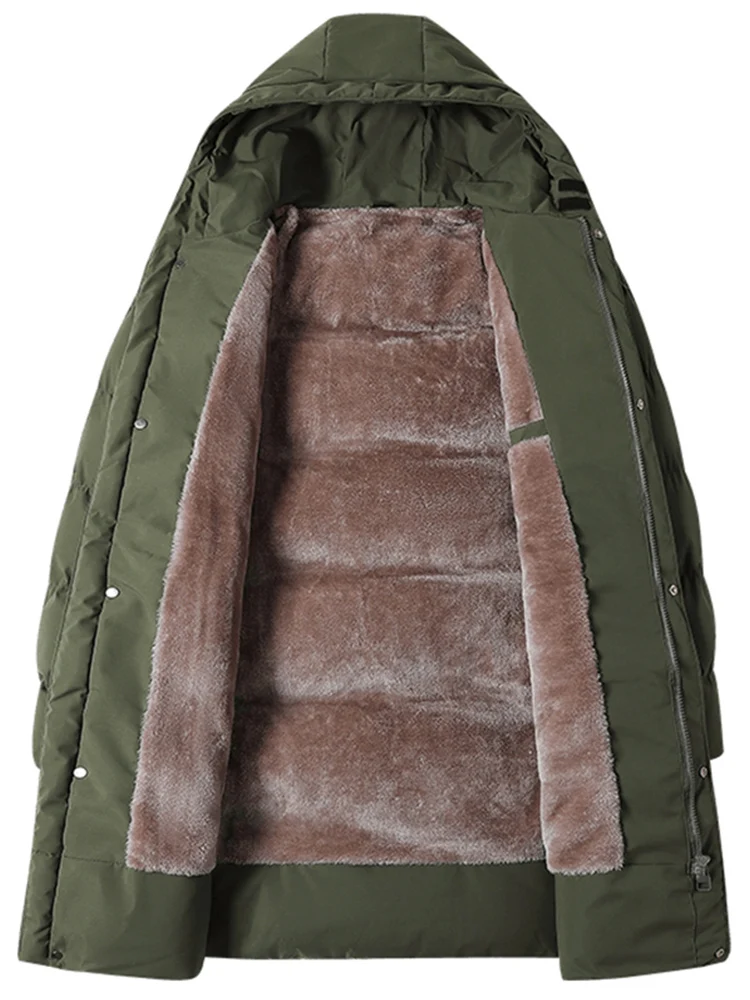 Winter Men's Long Parka Warm Jacket Fleece Liner Hooded Windbreaker Coat Thick Cotton Padded Thermal Parkas Plus SIze 8XL