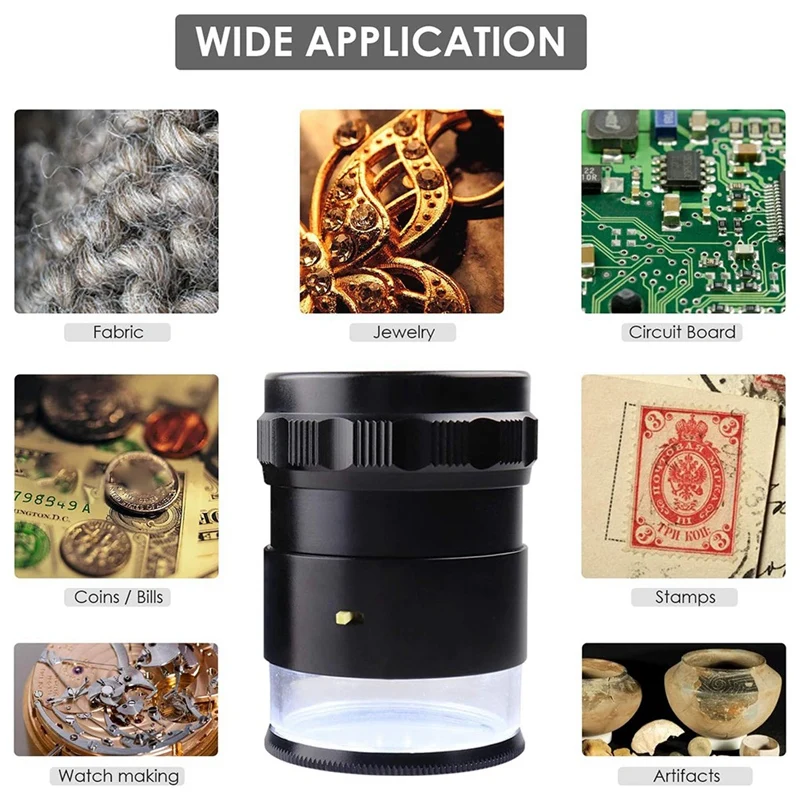 10-кратный светящийся ювелирный увеличитель измерительные весы USB перезаряжаемая