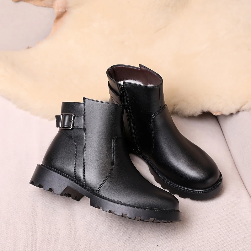 AIYUQI Ankle Boots Women Genuine Leather 2023 New Thickened Wool Women Winter Boots Large Size 41 42 43 Women's Booties