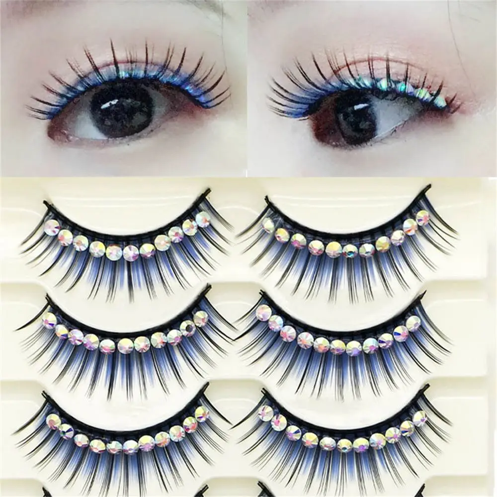 Ed Dense Exaggeration Extension Eyelashes Party Mink Shiny Rhinestones False Eyelashes 3d Fake Eye Lashes