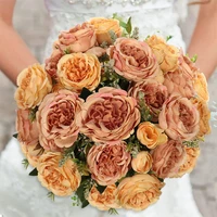 big rose silk artificial peony flowers 5 heads wedding fake flowers bunches for bridal living room table diy decorations bulk