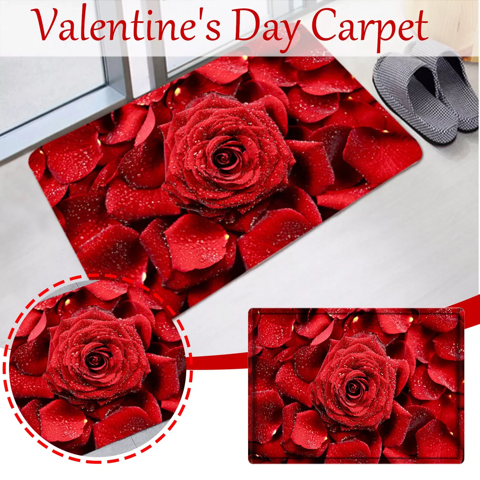 

Valentine's Day Welcome Doormats Red Rose Printing Home Carpets Decor Living Room Bathroom Carpet Floor Deocr san valentin tapis