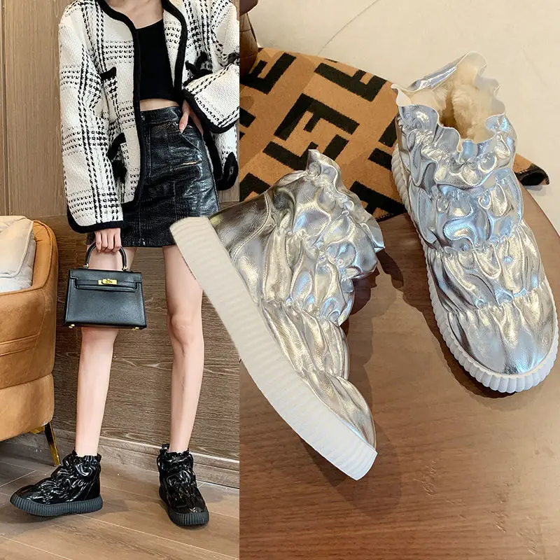 Ankle Boots For Women Waterproof Lady Winter Warm Plush Snow Boots Anti-Slip Fur Lined Bootie Outdoor Shoes