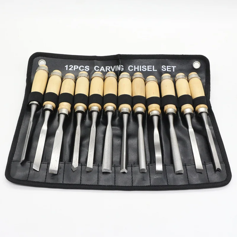 

Jewii Professional 12Pcs/set Manual Wood Carving Hand Chisel Tool Set Carpenters Woodworking Carving Chisel DIY Hand Tools