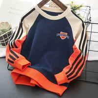 boys hoody spring and autumn 2022 new medium and large childrens printed stitching bottoming shirt childrens sports top