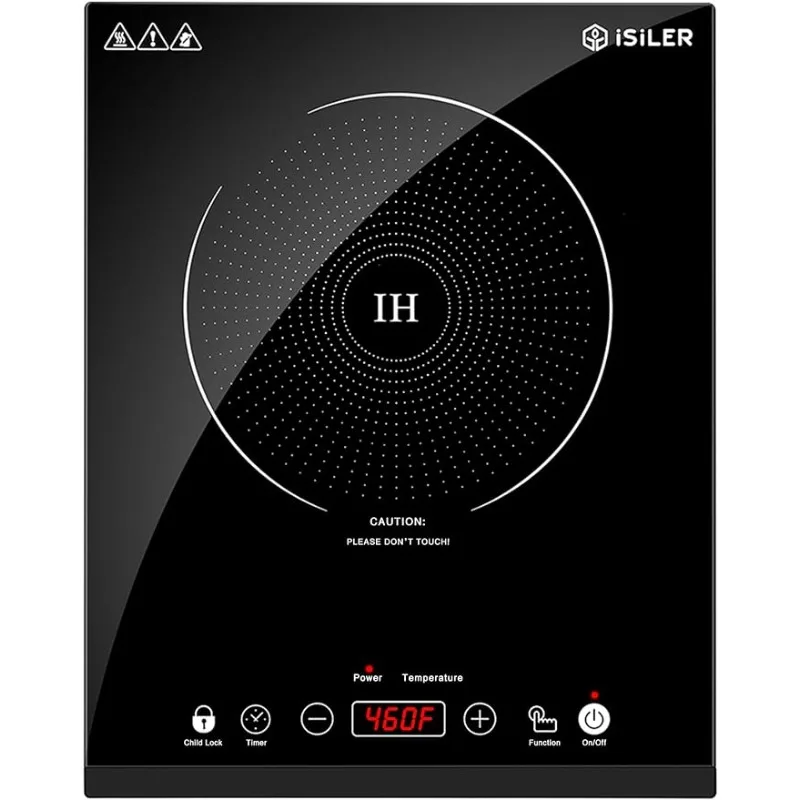 

Portable Induction Cooktop,iSiLER 1800W Sensor Touch Electric Induction Cooker Hot Plate with Kids Safety Lock,6.7" Heating Coil