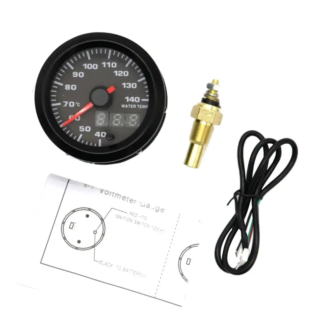 

Автомобильный гоночный измеритель температуры воды с датчиком, цифровой светодиодный индикатор, 2 дюйма