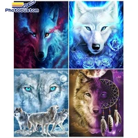 photocustom 5d diy diamond painting moon wolf full squareround diamond embroidery mosaic sale animals decor for home