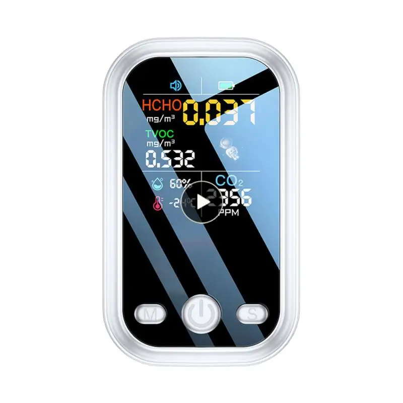 

Hcho Tvoc Co2 Detectors Color Display Screen Accurate Infrared Co2 Air Quality Sensor 700mah White Semiconductor Sensors Stable
