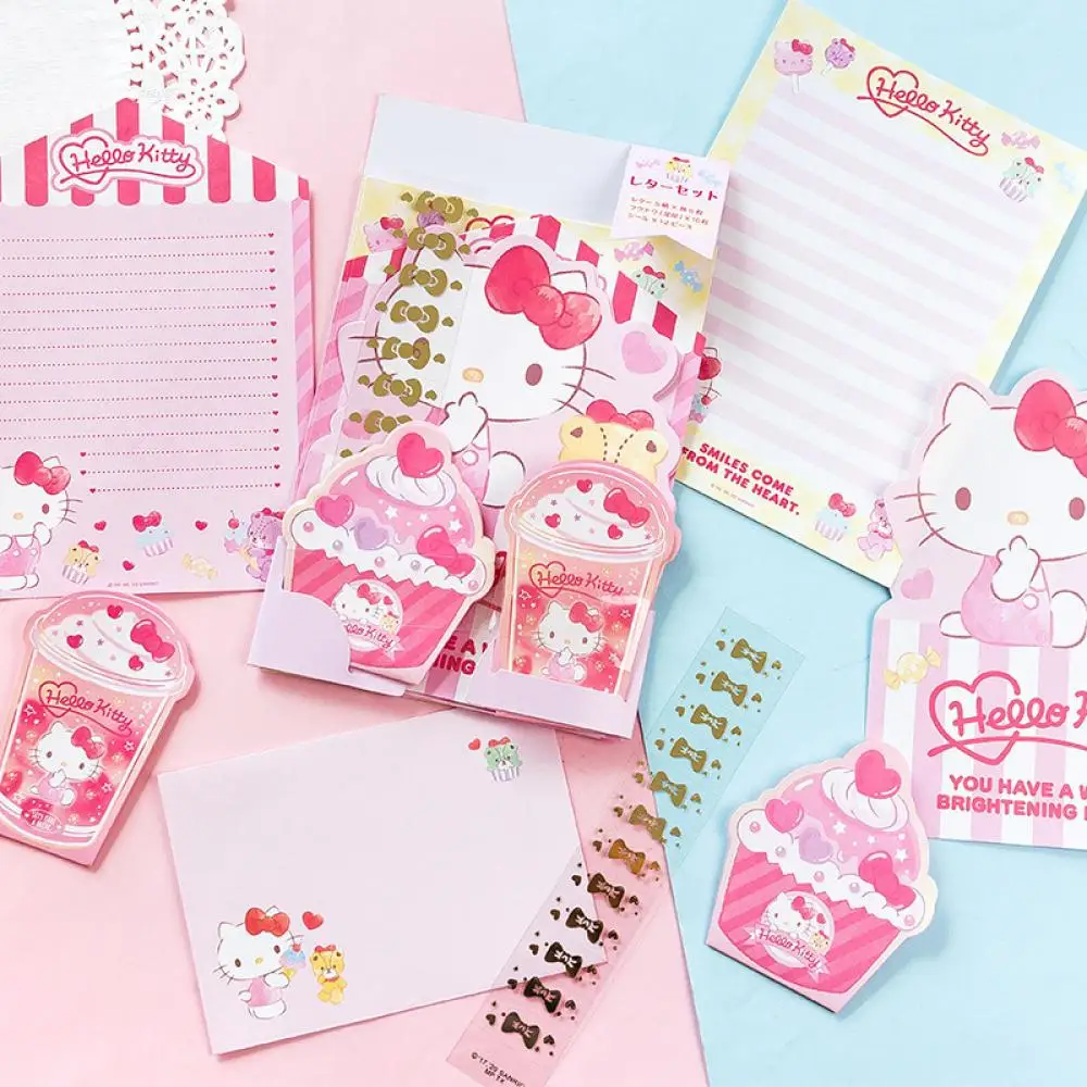 

Sanrioed Envelope Letter Paper Set Hellokittys Cute Cinnamoroll Sticky Note Kawaii Melody Cartoon Combination Student Stationery