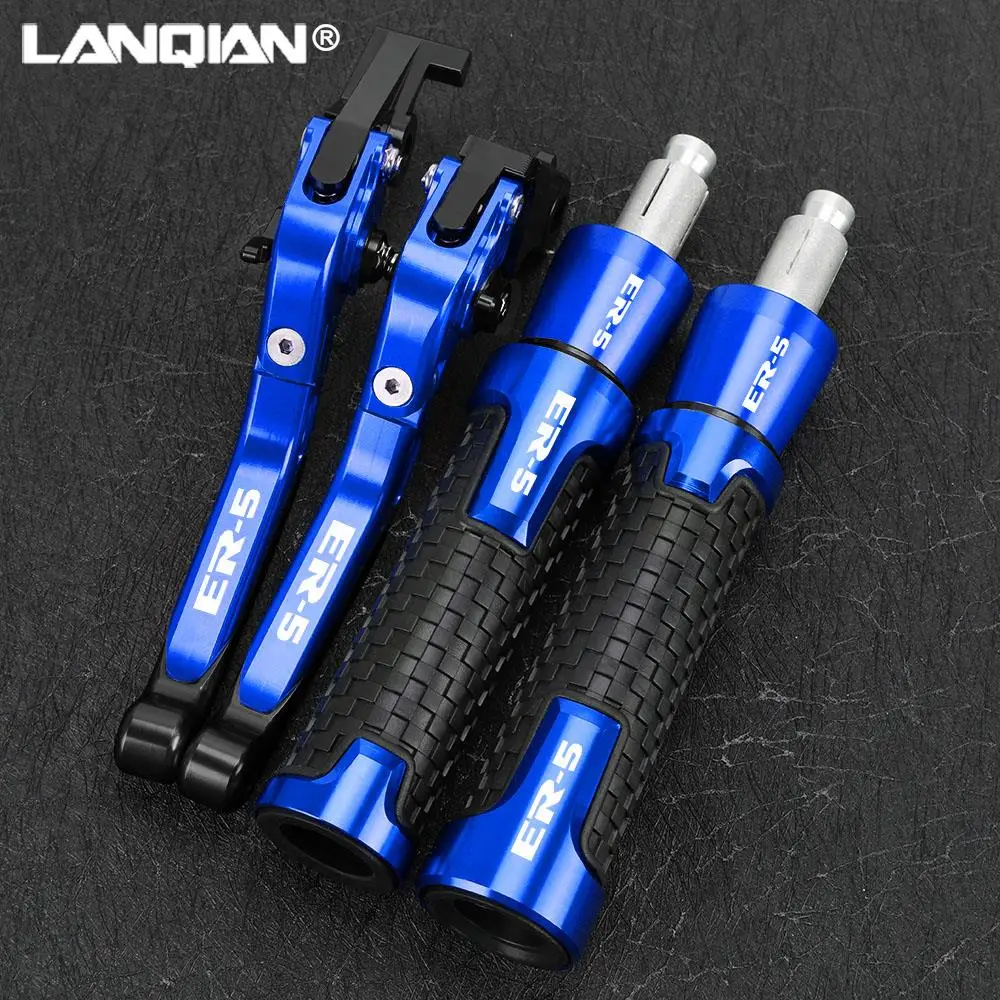 

Motorcycle Aluminum Extendable Brake Clutch Levers & Handbrake Handlebar Grip Handle Hand Grips For KAWASAKI ER-5 ER5 2004-2005