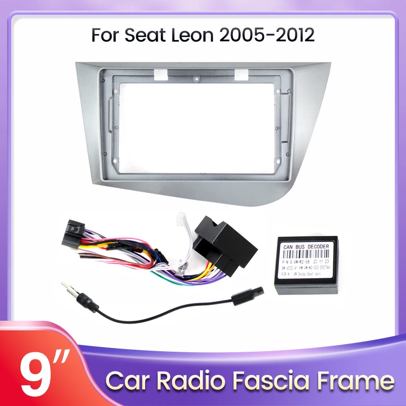

MLOVELIN 9 Inch for Seat Leon 2005-2012 Car Radio Dashboard Retrofit Mounting Kit Stereo GPS Navigator Panel Frame Bezel