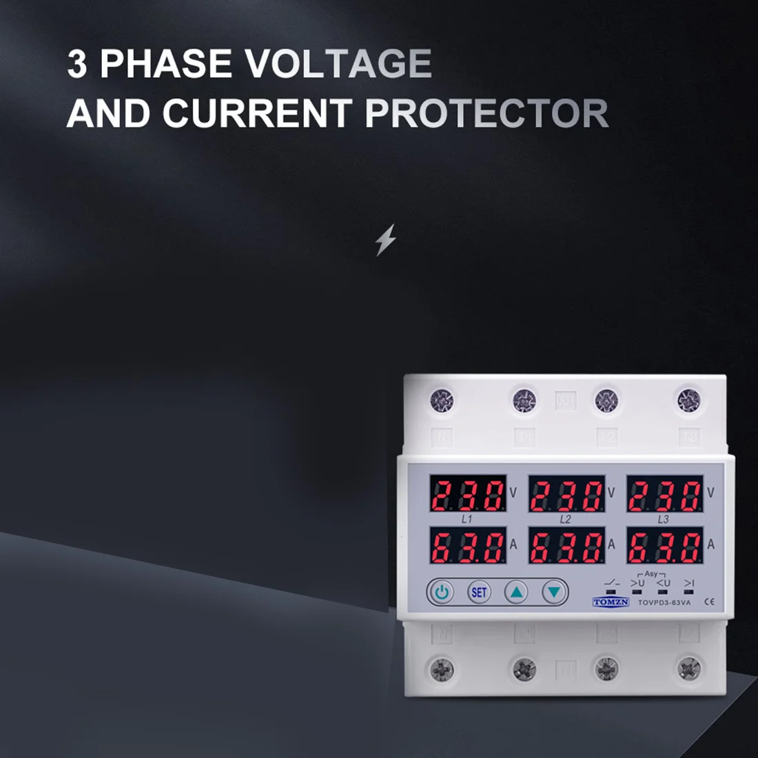 3-фазное реле напряжения TOMZN Din Rail 3 P + N вольтметр амперметр контроля