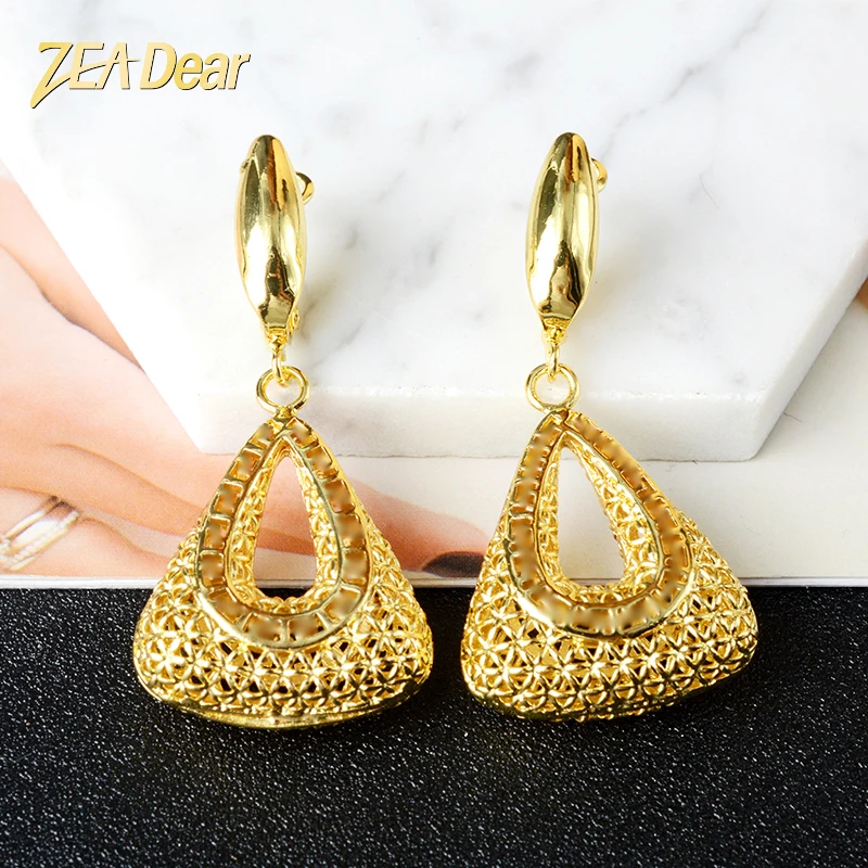 

ZEADear 2022 New Dubai Gold Color Classic Fashion Jewelry For OL Style Women Earrings Romantic Wedding Party Anniversary Gift