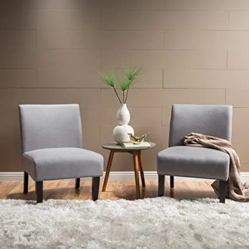 

Fabric Accent Chair, Grey Geometric Patterned