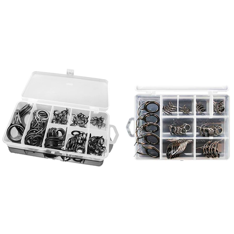 

75Pcs Mixed Size Fishing Rod Guide Tip Strong Line Rings & 40 Pcs Fishing Rod Guides Tip 8 Sizes Pole Repair Kit